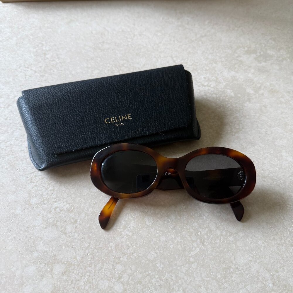 Celine Triomphe Logo Oval Acetate Sunglasses